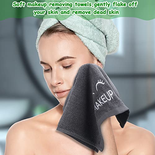 12 Pcs 13 Inch Makeup Washcloths Makeup Remover Wash Cloth Reusable Soft Quality Makeup Towel Absorbent Fingertip Face Towel Washing Face Cleansing Washcloth For Women (Gray) #TOP5