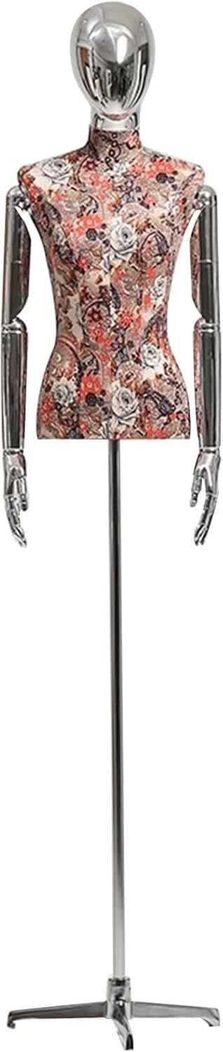 CONGRUI Female Mannequin Torso Adjustable Height 55 11 74 8 Inches Electroplating Head and Arm Can Rotate 360 Be Disassembled(Brownish Red)