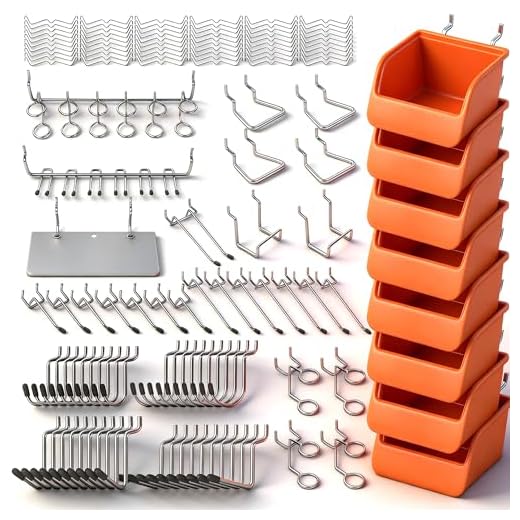 HORUSDY 150-Piece Pegboard Hooks Assortment, Pegboard Accessories with Pegboard Bins for Organizing Various Tools