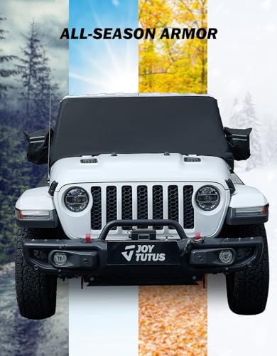 Image of JOYTUTUS Windshield Snow Cover for Wrangler JK JL 2007-2026 & Gladiator JT 2020-2026 | All-Weather Protection with Side Mirror Covers | Waterproof, Anti-Theft Design