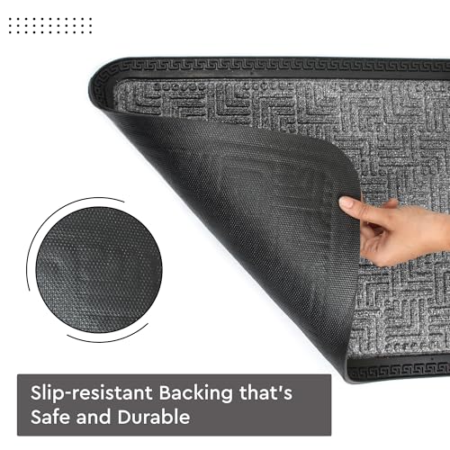 Image of Encasa XO Door Mat for Home Entrance, Polypropylene Floor Mat Grey