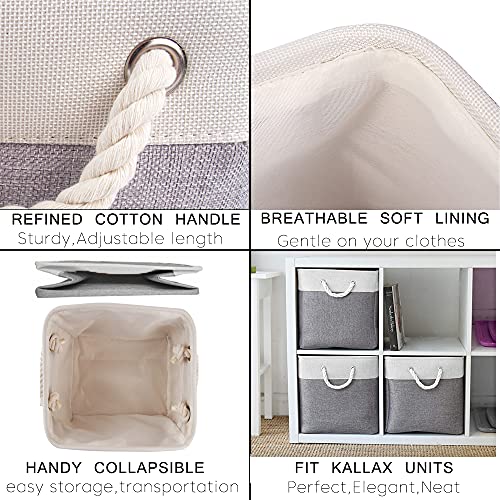 Mangata Stoffen Opbergmand, Canvas Kubus Opbergdozen 33 x 33 cm voor Kasten, Planken, Kast, Grijs Wit (33x33x33 cm, 4… - Image 6