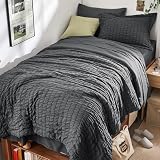 HYMOKEGE Twin XL Seersucker Dark Grey
