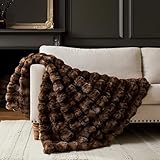WDCOZY Cheetah Leopard Print Bubble Throw Blanket, Luxury Faux Rabbit Fur Mink Plush Throw for Couch, Sofa and Bed, Soft Fluffy Fuzzy Cozy Blanket for Women, 50x60 inches, Coffee, 950 GSM