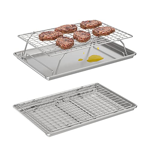 Safbbcue 3 Tier Cooling Rack With Baking Sheet Pan For Cookies Cakes Pies, Cake Layers, Finger Foods 304 Stainless Steel Oven And Dishwasher Safe #TOP3