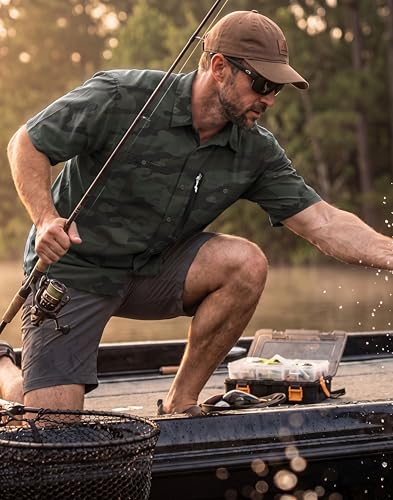 Image of G Gradual Men's Fishing Shirts with Zipper Pockets UPF 50+ Lightweight Cool Short Sleeve Button Down Shirts for Men Hiking