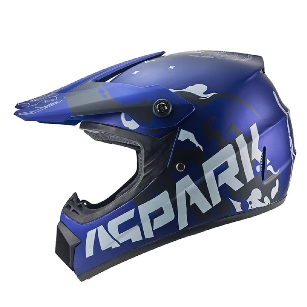 Kinder Crosshelm Spark – Motocrosshelm Helm Motorradhelm Motocross Jethelm Kinderhelm für ATV Quad und Dirtbike