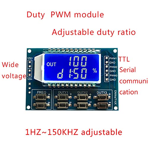 Miniatura 5 de Generador de señal PWM frecuencia de pulso ciclo de trabajo módulo ajustable pantalla LCD 1Hz-150Khz 3.3V-30V 3 canales