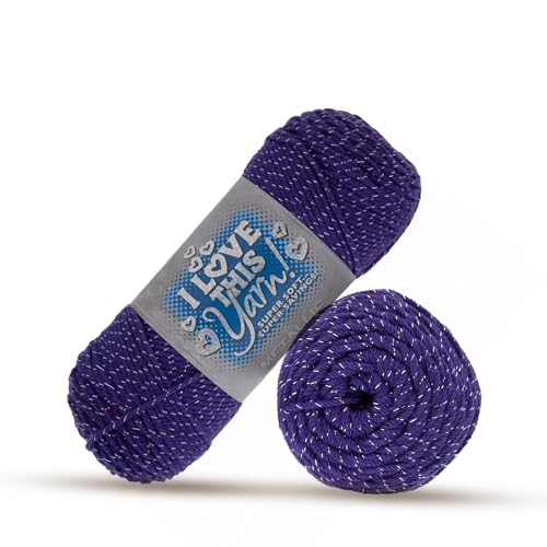 Image of Hobby Lobby Metallic I Love This Yarn, 746 Grapette | 4 Medium Weight, Acrylic & Metallic Polyester, 252 Yards Per Skein