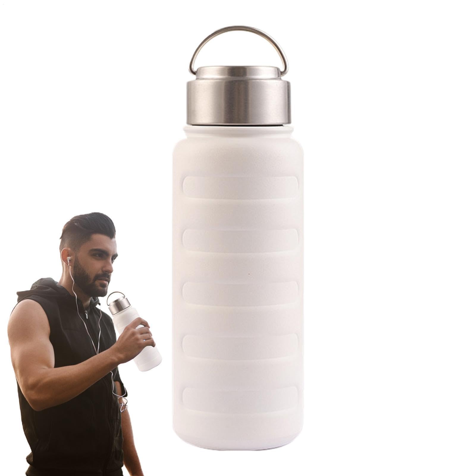 Botella isotérmica de acero, impermeable, 1 l, para deporte, senderismo, camping, ciclismo, escuela, actividades al aire libre