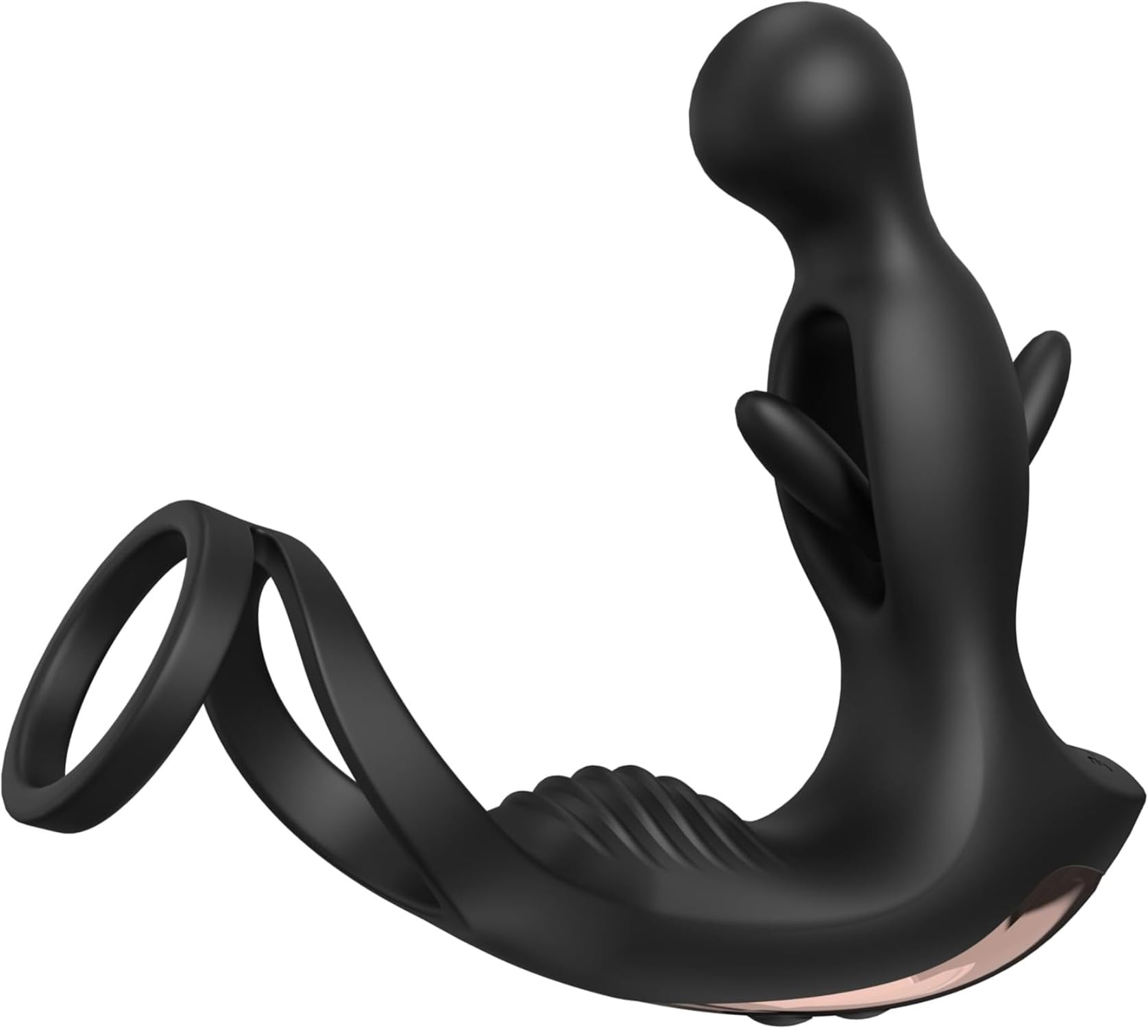 Massaggiatore con sensazione di formicolio interno e doppio anello, 9 modalità di vibrazione e 5 modalità di stimolazione, in silicone