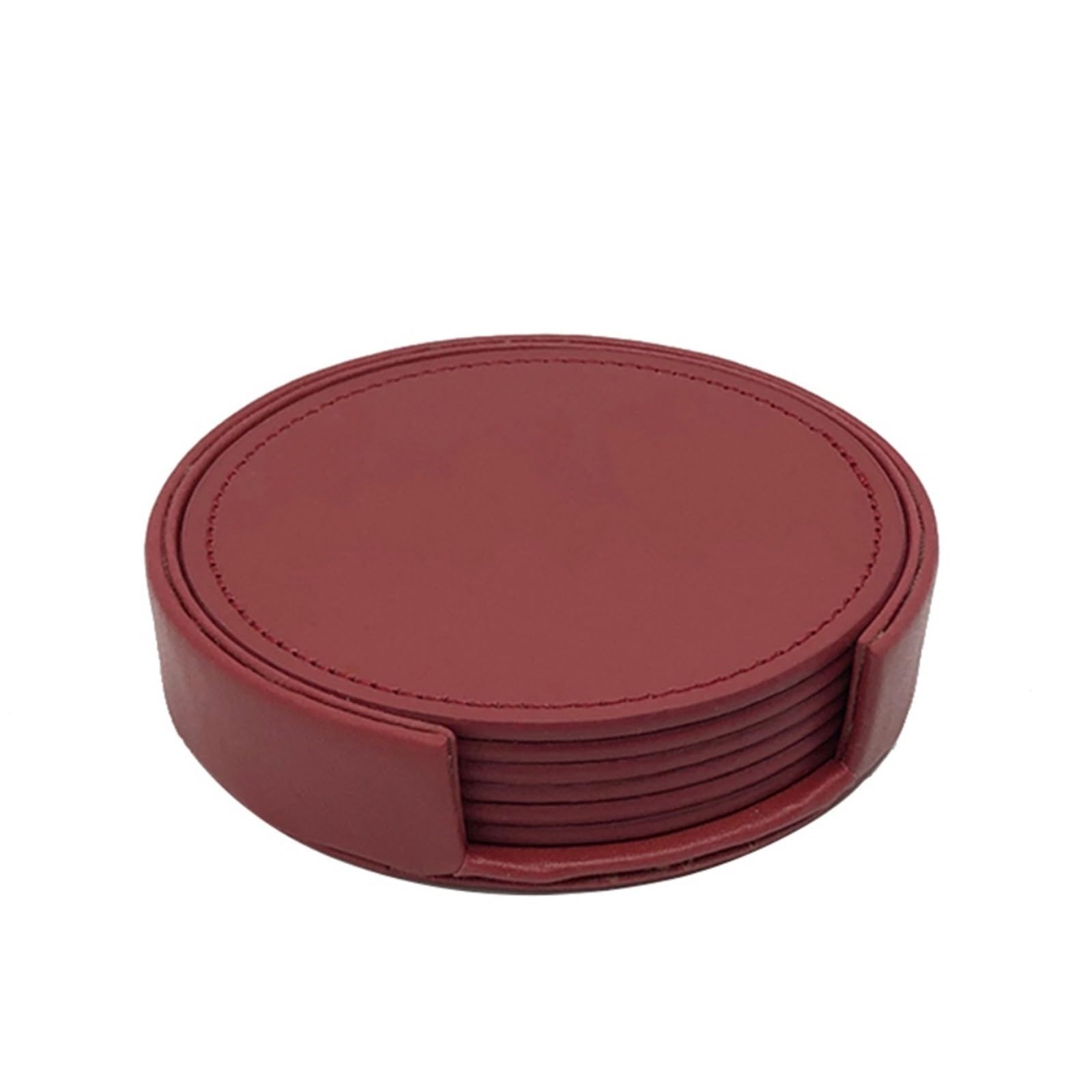 Insulated Coasters 1 Set 6pcs Circular Pure Color Leather Coasters Resistant Placemat Tea Coffee Cup Home Bar Counter Decor With Stand for Home Decor Dining Table(10cm Leather D)