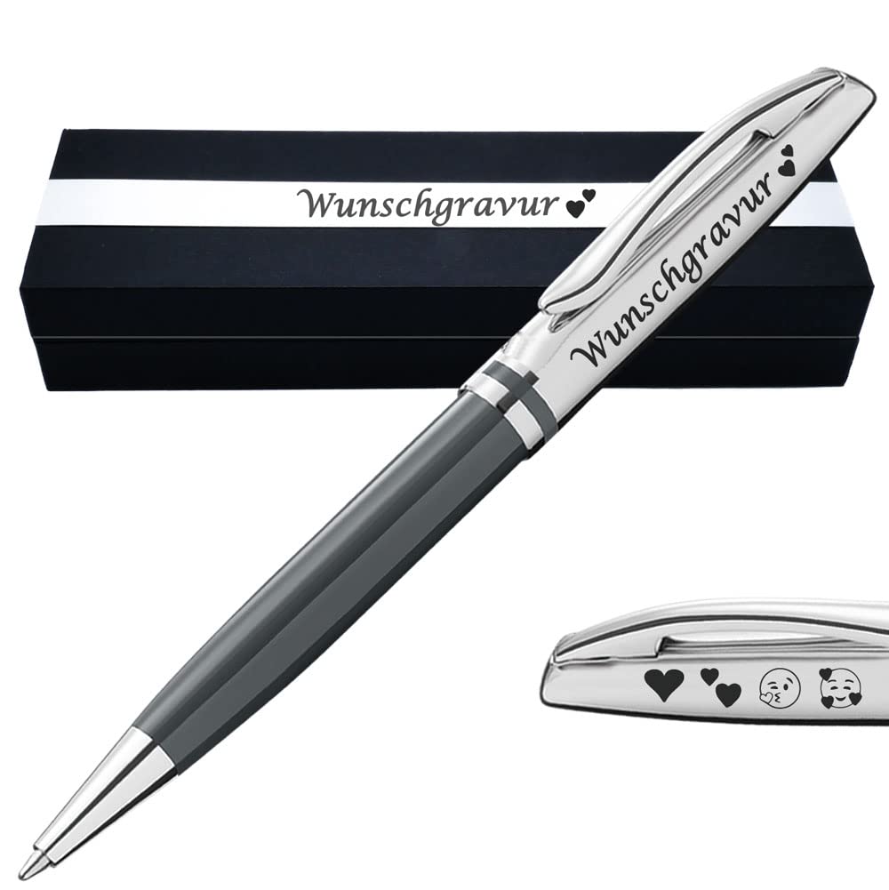 Pelikan Jazz Kugelschreiber Mit Gravur – Personalisierbar (Emojis, Text), Warmgrau, Dokumentenecht, Geschenkidee