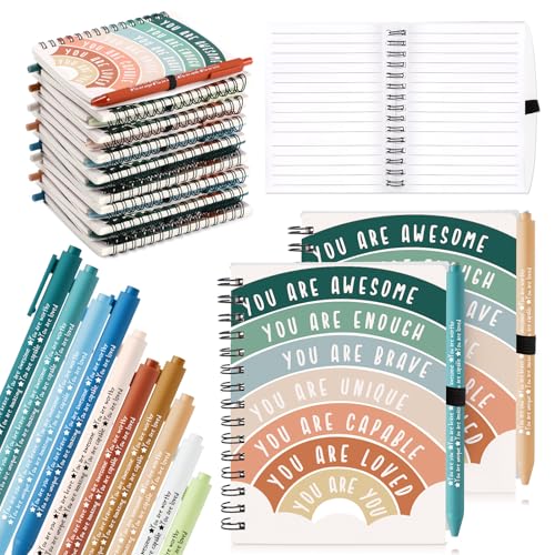 thenshop 40 pcs bulk mental health awareness items self care gifts positive affirmation journals amp pens inspirational spiral notebooks for boss employee staff coworker student teacher rainbow