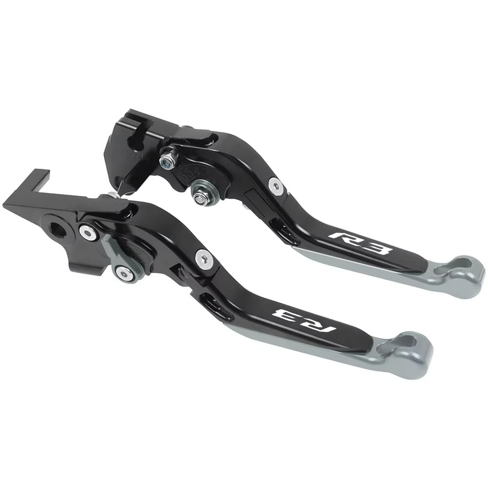Beqlxta Silver Brake Clutch Adjustable Lever​ Motorcycle Accessories Folding Brake Clutch Levers Handlebar Grips For Yzf R3 Yzfr3 2015-2020 For Yzf-R3 Handle Lever