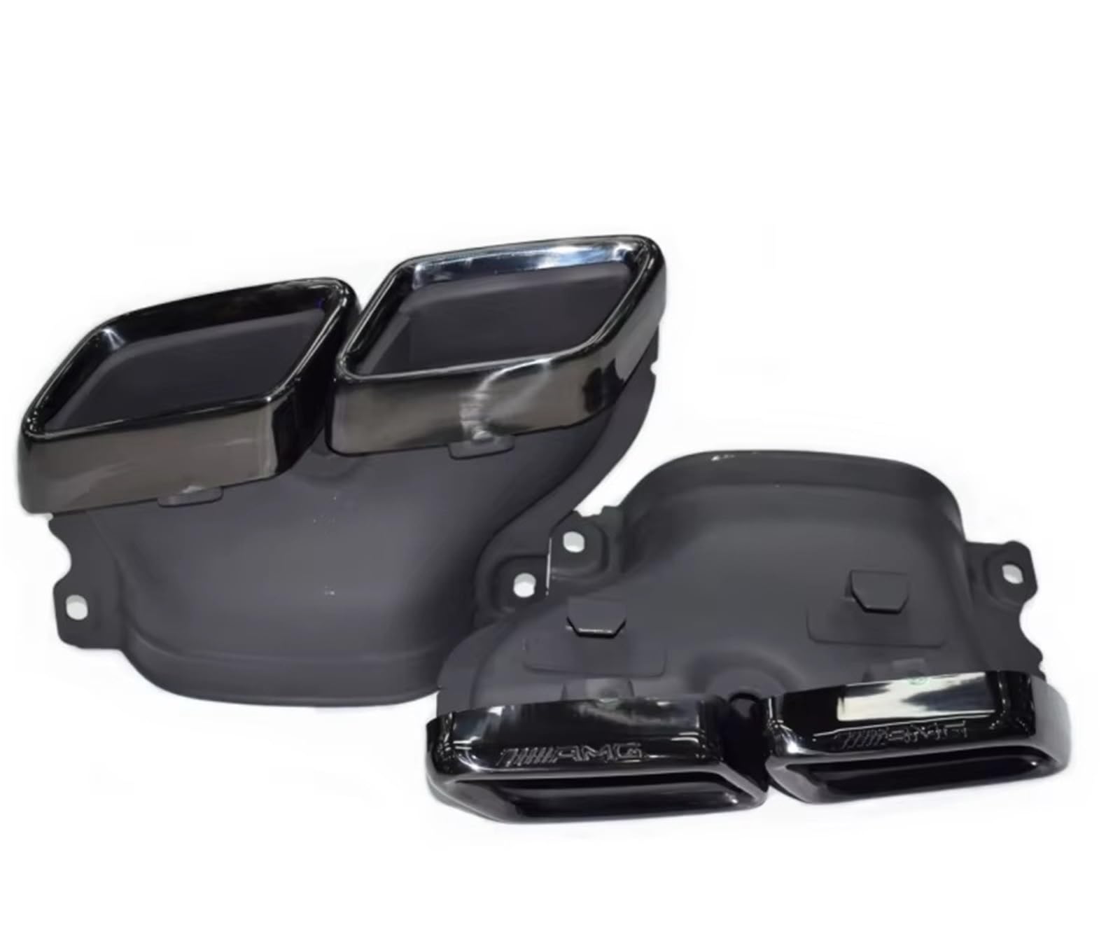 2015-2018 Per Benz Classe W205 Tubo Aggiornamento C63 Per AMG Square-mouth In Acciaio Inox Nero Silenziatore Tubo Punta Scarico Coda(Silver)