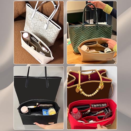 Image of Doxo Purse Organizer Insert Handbag&Tote Felt Bag Fits for Speedy 35 and Neverfull MM Red