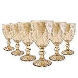 Jogo 6 taças diamond bico de jaca dourado a gua vinho 300ml