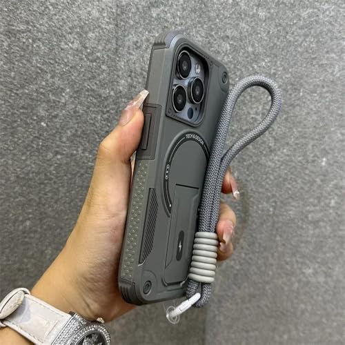 Étui de chargement robuste haut de gamme pour iPhone 14 finition élégante grise