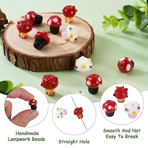 Boutigem 18Pcs Handmade Mushroom Lampwork Glass Beads 3D Vegetable Crystal Loose Spacer Beads for DIY Jewellery Bracelets Necklace Earrings Keychains Making - Image 3