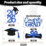 Cyunda 20 PCS 2026 Graduation Party Decorations Set, Class of 2026 Double Sided Graduation Centerpiece Stick Glitter for Tables,Table Toppers,Party Accessories,Black/Blue