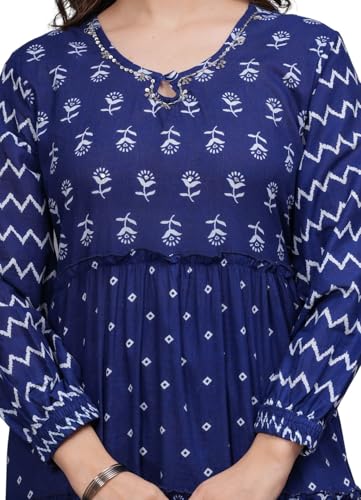 Image of Amayra Women's Pure Cotton Printed Anarkali Kurta Set with Palazzo Pants & Dupatta- Ethnic Wear