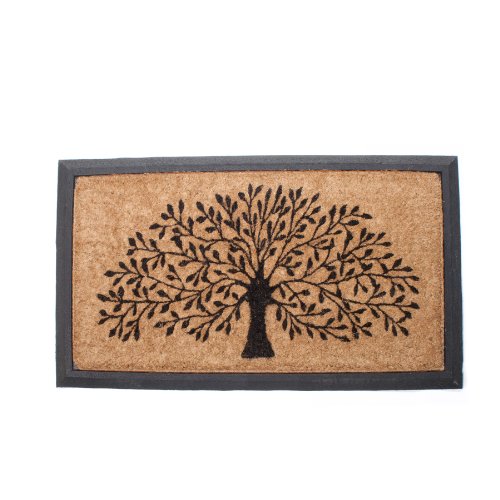 Abbott Collection Tree of Life Coir Doormat with Rubber Border (16x28 L)