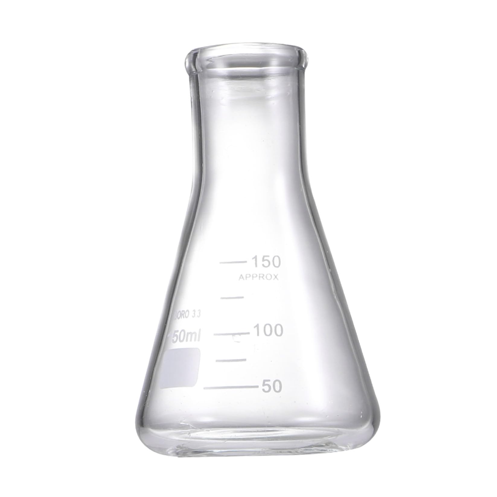 VILLCASE Frasco de Vidrio Científico de 3 Piezas Matraz Erlenmeyer de Boca Estrecha para Accesorios de Experimento de Escuela de Laboratorio de Estudiantes (50 Ml 150 Ml 250 Ml)