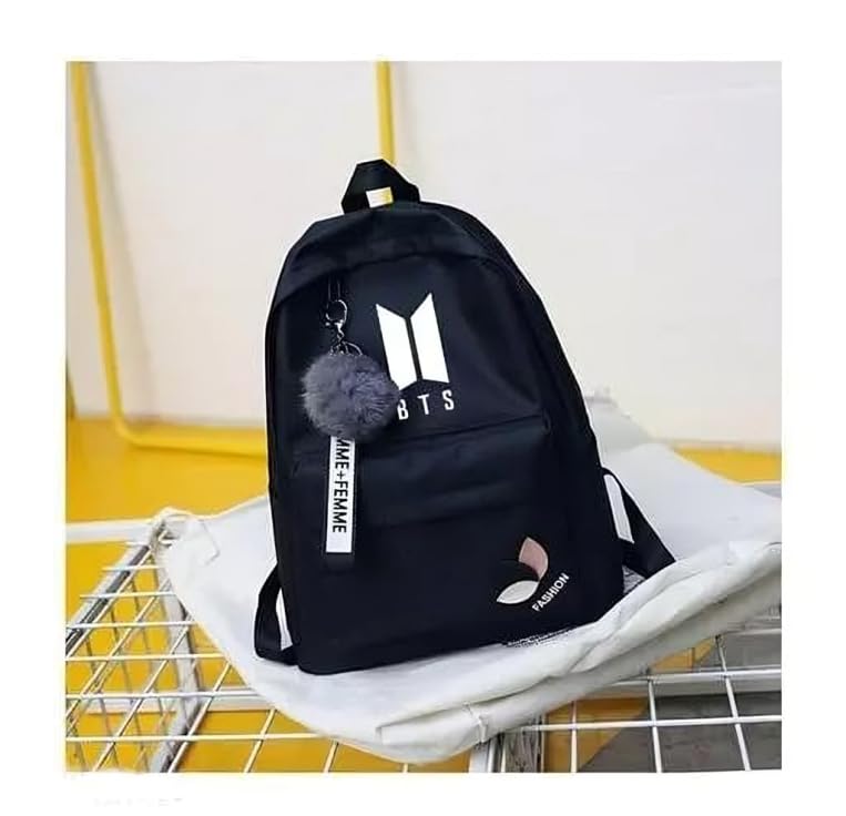 Image of BTS Backpack for Girls | K-Pop School Bag with Trendy Design & Keychain | Waterproof Lightweight Travel & College Women Backpacks for Teens | Shoulder Bags | Gift For Girls