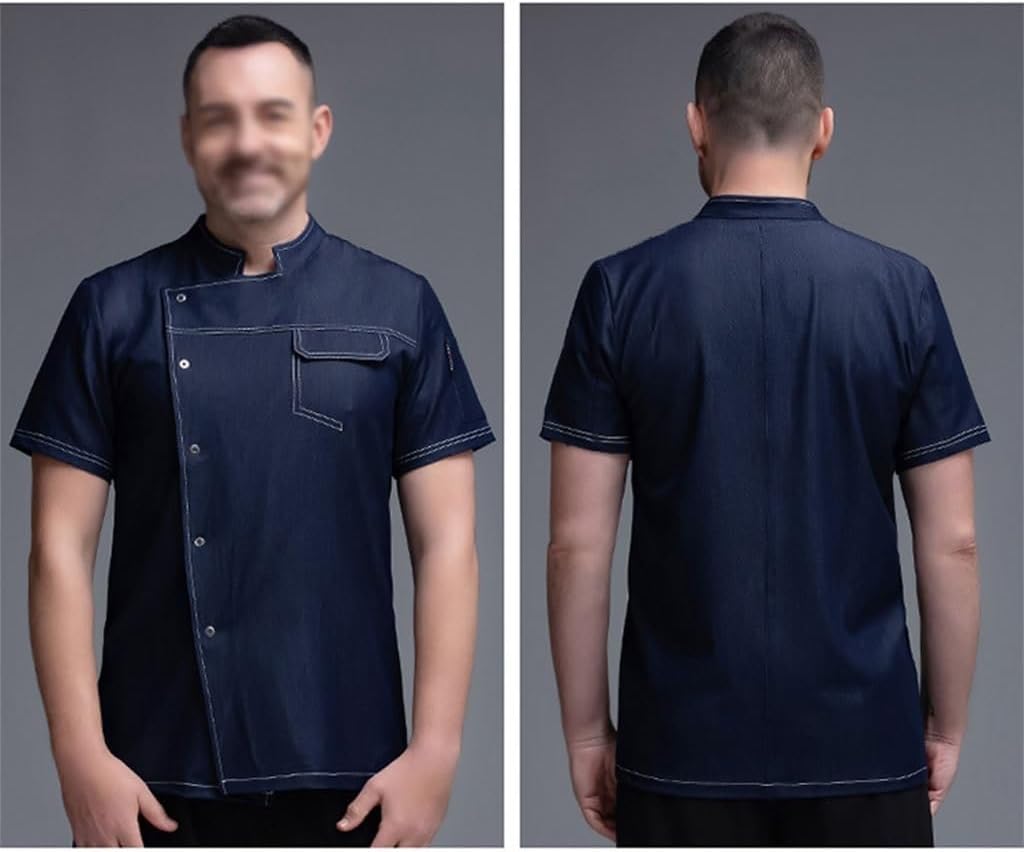 Unisex Chef Jacket Short Sleeve Food Service Catering Shirt Chef Coat Uniform for Restaurant Hotel Kitchen