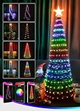 5 FT 244 LEDs Smart Pop Up Christmas Tree, APP Programmable Pre-Lit Collapsible Xmas Tree RGB Color Changing, 27 Light Modes Dimmable Artificial Lighted Pull Up Christmas Tree for Indoor Outdoor Decor