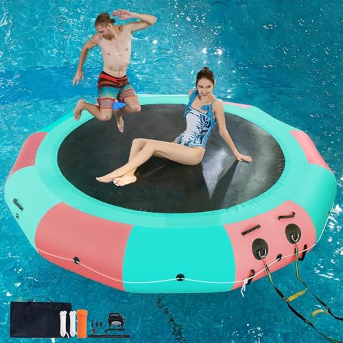 Trampolín Inflable De PVC para Lagos Y Piscinas, Trampolín acuático Inflable, Castillo Inflable recreativo, trampolín Flotante para Adultos y jóvenes con Escalera de 4 escalones(A,2m)