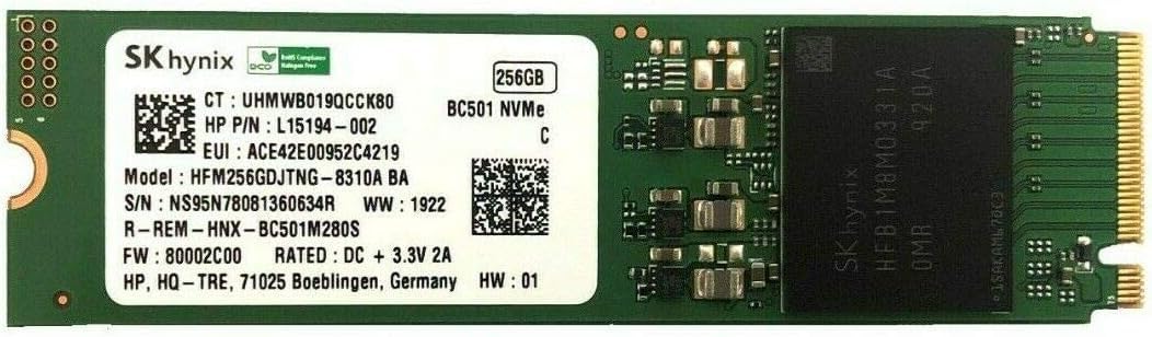 Hynix SSD NVMe M.2 2280 256GB HFM256GDJTNG-8310A BA HP L15194-002 80002C00