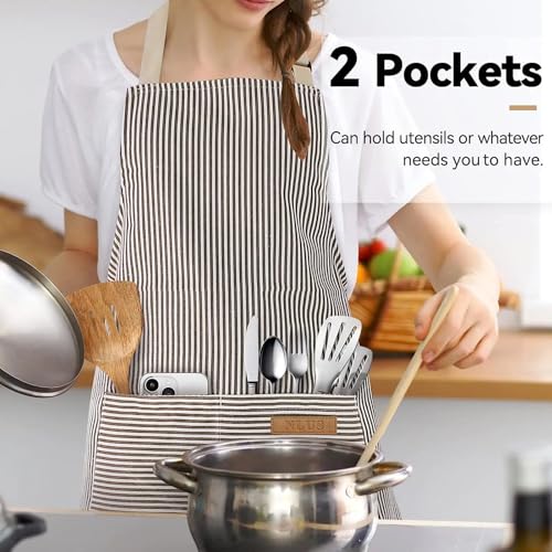 Senshuomy Unisex Apron with Pocket, Adjustable, Striped Pattern, Black, 1pcs - Cosy Home Interiors Senshuomy Unisex Apron with Pocket, Adjustable, Striped Pattern, Black, 1pcs - Image 6