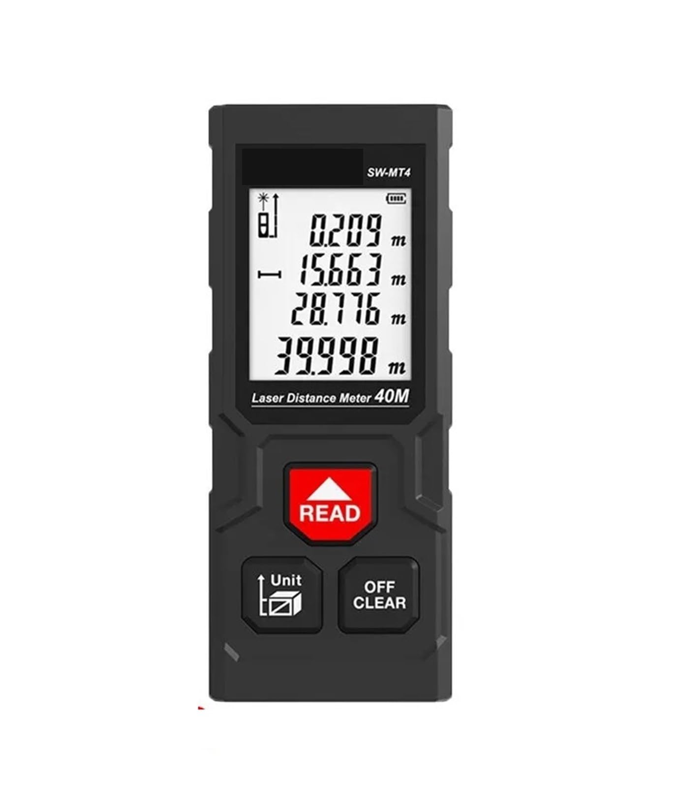 Medidor de distancia láser 40M/50M/120M cinta métrica Digital telémetro de precisión con distancia/área/volumen/autocalibración(SW-MT4 40m)