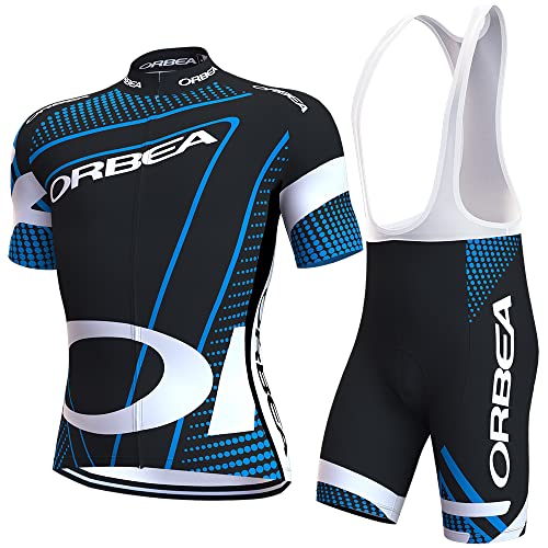 louizumify Maillots de Ciclismo de Manga Corta para Hombre Conjunto de Ropa de Verano, Culottes de Ciclismo con Acolchado de Gel 3D