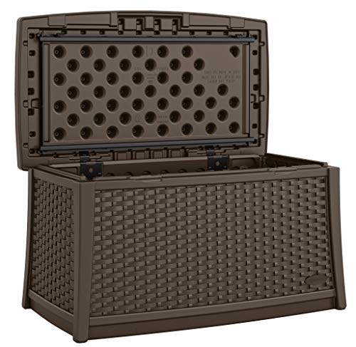 Suncast 30 Gallon Resin Outdoor Patio End Table Storage Box, Java #TOP3
