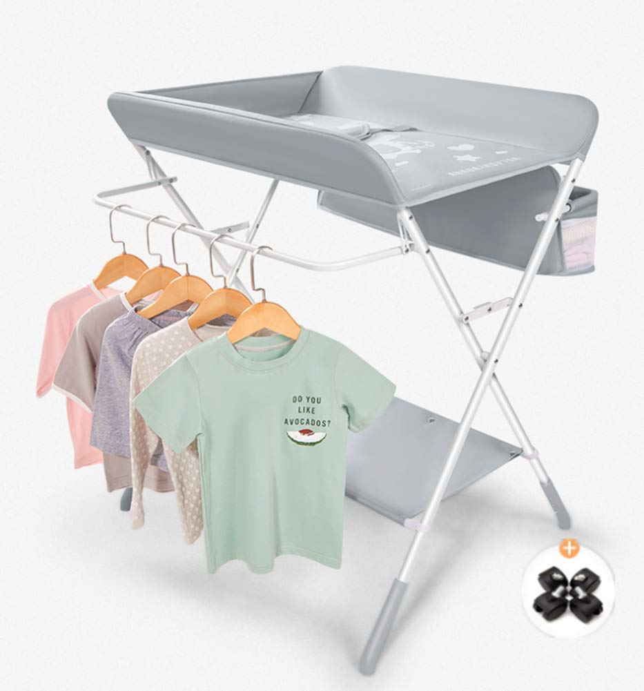 Phil Beauty Foldable Baby Changing Table Dresser Unit | Folding Storage Waterproof Oxford Cloth Organizer Adjustable Height 360° Universal Wheel Load 30Kg Nursing Massage