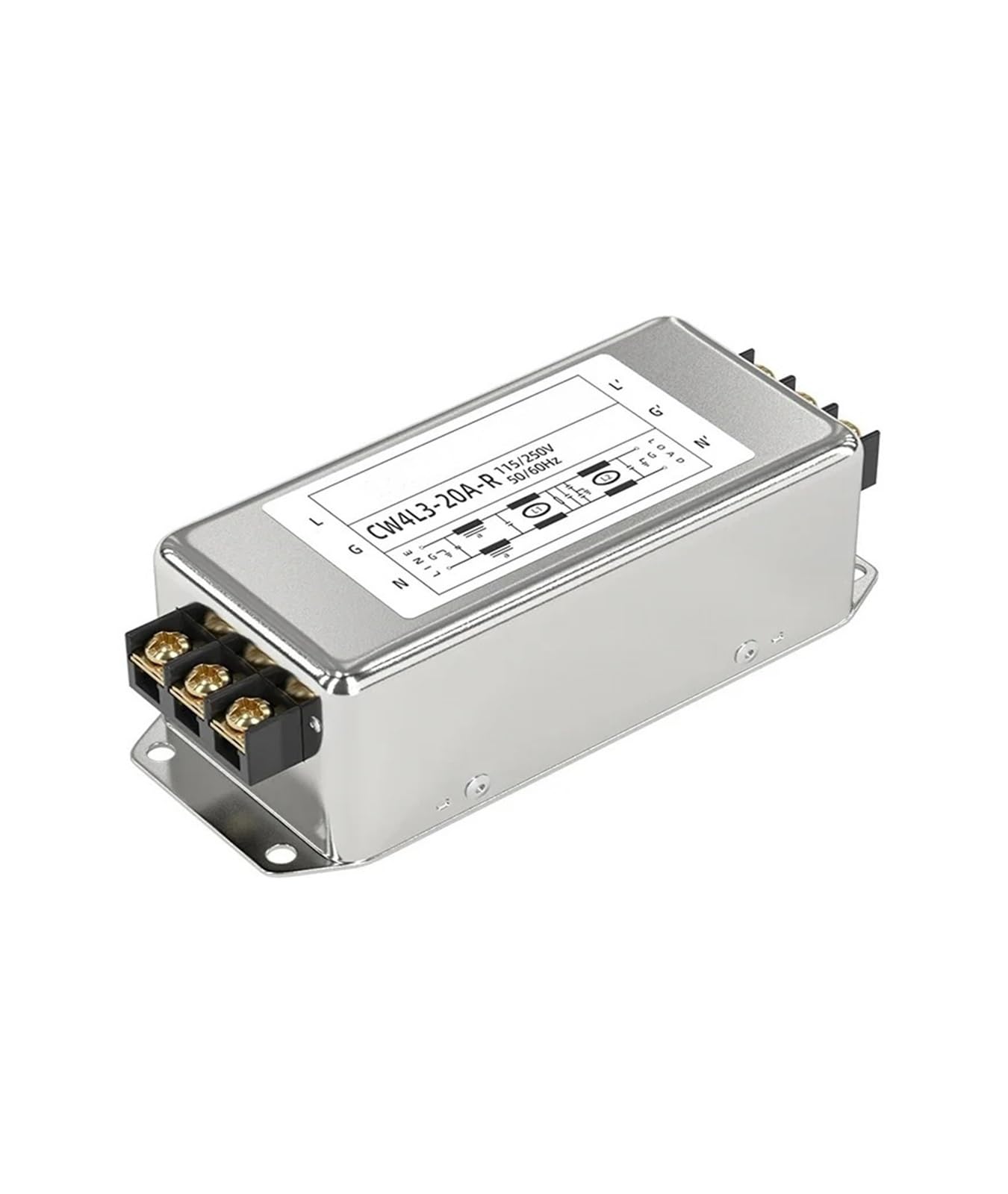 Filtro de alimentación CA de tres etapas 220V 20A con bloque de terminales CW4L3-20A-R(A)