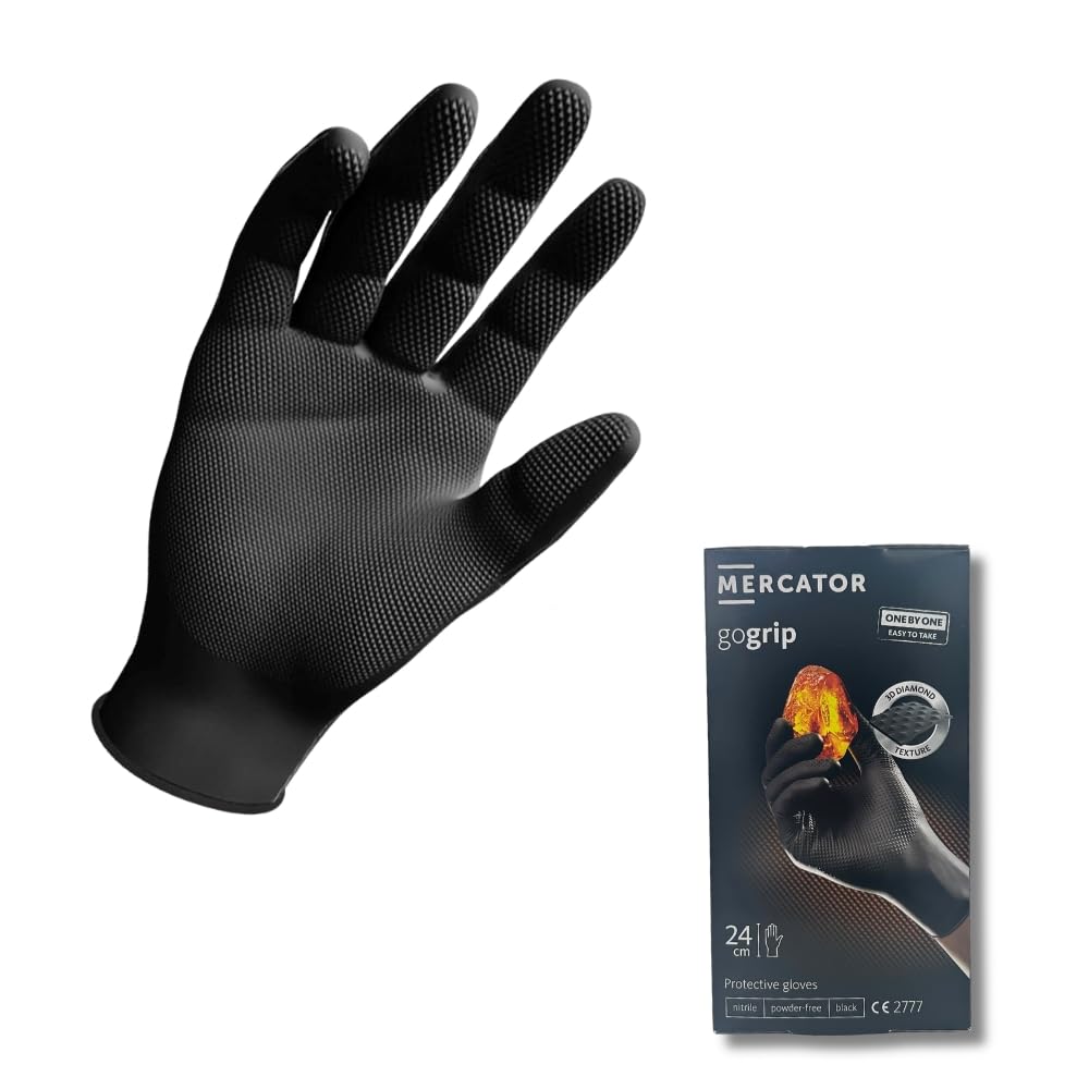 MERCATOR Gant Nitrile Noir Gogrip Taille S distributeur de 100