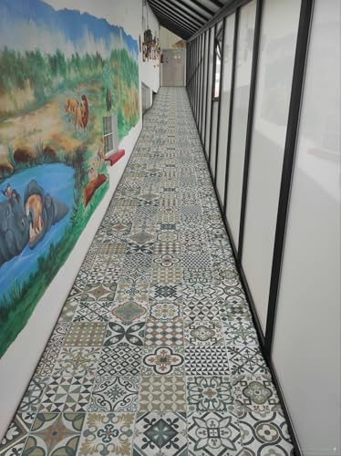 Miniatura 6 de Tadi Imperio1979 Alfombra Vinílica Hidráulica De Baldosas Multicolor Para Cocina, Pasillo, Aseo, Dormitorios Con Revés Pvc Antideslizante., Alhambra-05