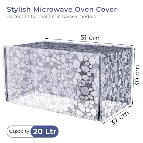 Image of Kuber Industries 20 Ltr PVC Microwave Oven Cover for Kitchen | Microwave /Oven /Otg Cover - Protects from Spills, Stains & Scratches | Stone Print - Transparent