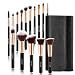 Refand Makeup Brushes Premium Makeup Brush Set Professional Makeup Kit with Pu Leather Storage Bag Rose Gold Black (15 pcs)