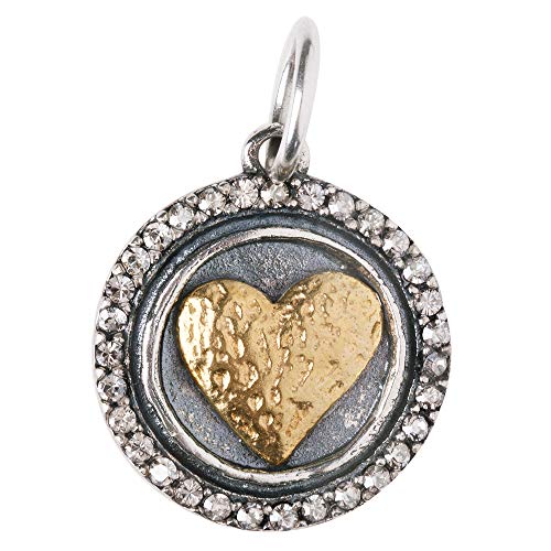 Waxing Poetic Heart's Content Charm - Sterling Silver, Brass & Swarovski Crystals