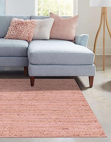 Image of Unique Loom Braided Jute Collection Area Rug - Dhaka (3' 3 inch x 5' 1 inch Rectangle, Light Pink)