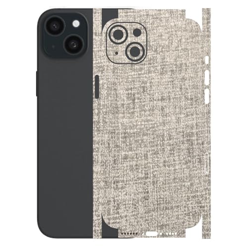 Image of AtOdds - Full Body Back Screen Guard Protector Film - 3D Textured Lamination Wrap Skin Sticker for iPhone 15 Plus | Scratchproof Matte Finish (Design - Fabric)
