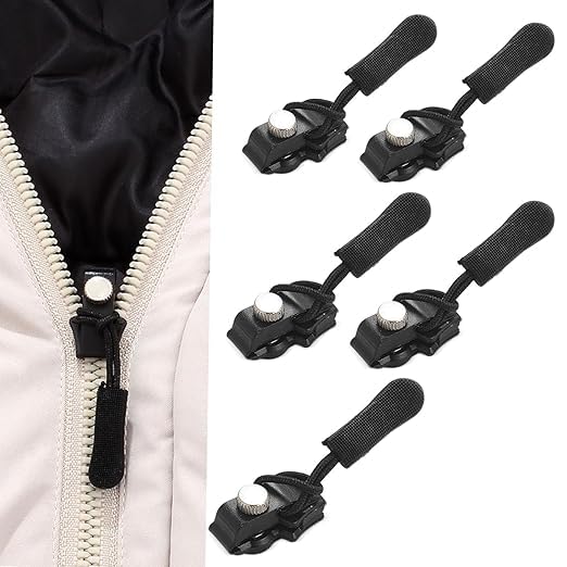 Varchashva Universal Zipper Pull Replacement Tabs, Instant Fix Detachable Zip Puller Repair Kit for Jackets, Bags, Backpacks, Luggage, Suitcases, Boots & Tents, Heavy Duty Black (Pack of 5)-image-22