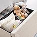 Zedelmaier Sitzbank Sitzwürfel mit Stauraum Plüschstoff Fußbank Truhen Aufbewahrungsbox faltbar belastbar bis 300 kg, Deckel abnehmbar, 76 x 38 x 38 cm (Beige-76)