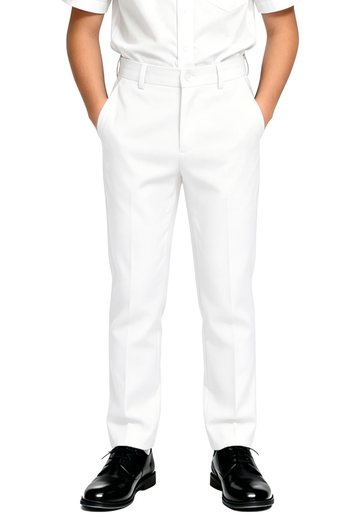 DHTS Boys Dress Pants Slim Fit Uniform Pants for Toddler Teens Trousers