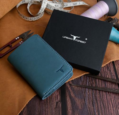 Image of URBAN FOREST Joe Vintage Blue Leather Wallet for Men